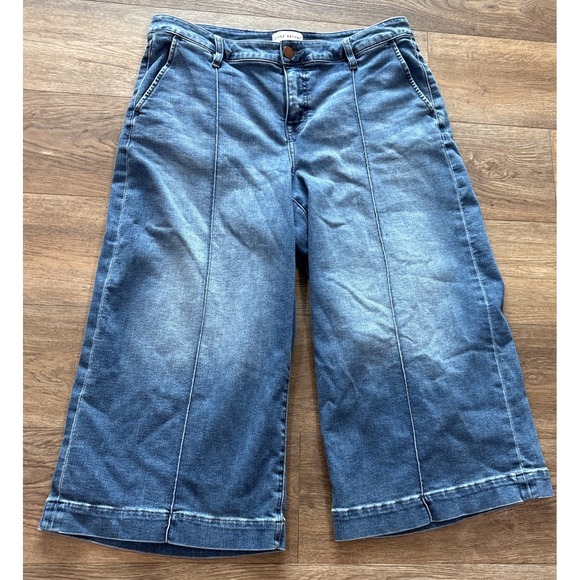 Lane Bryant Denim - Lane Bryant Signature Fit Wide Leg Mid Rise Center Stitch Jeans Blue Denim Sz 14